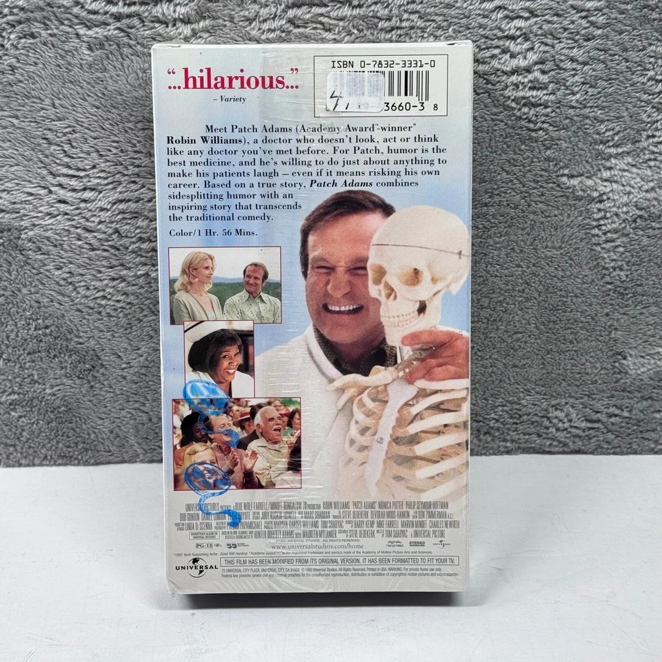 Patch Adams (VHS, 1999) Factory Watermark Robin Williams True Story 1999 - Image 3 of 4