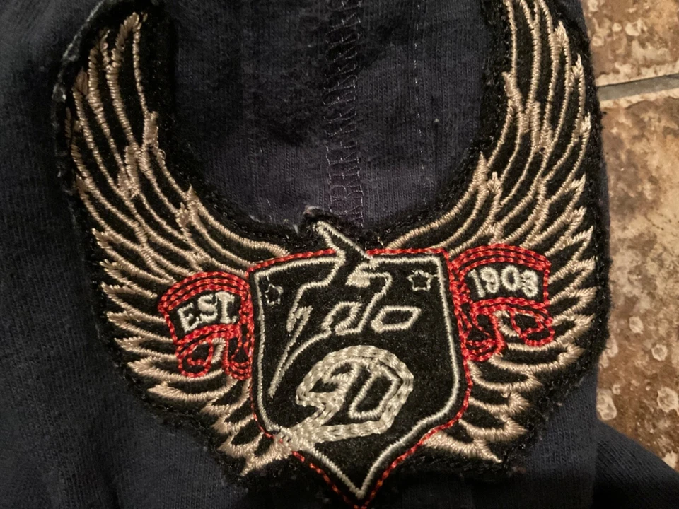 HARLEY DAVIDSON LONG SLEEVE GRAPHIC PATCHES SHIRT ( MENS M ) BLUE TONE - Image 4 of 4