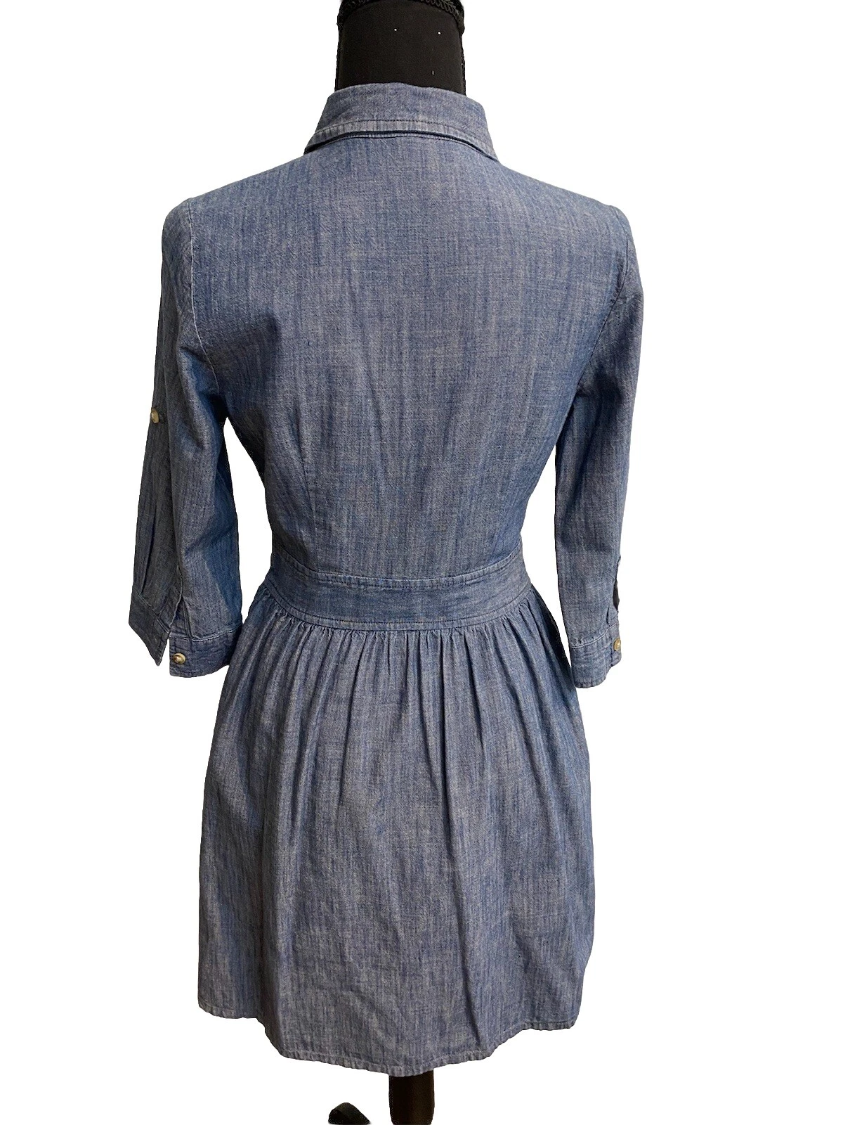 VETEMENTS Abito donna estivo classico lunghezza ginocchio blu con bottoni e colletto taglia 2