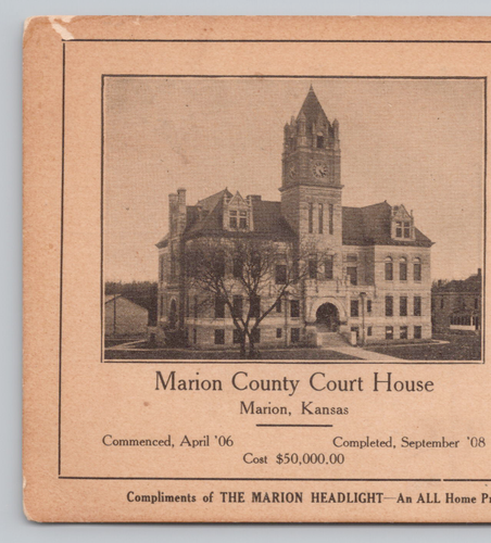 Kansas Marion County Court House Building KS Postcard 1908 Architect JC Holland - Picture 3 of 4