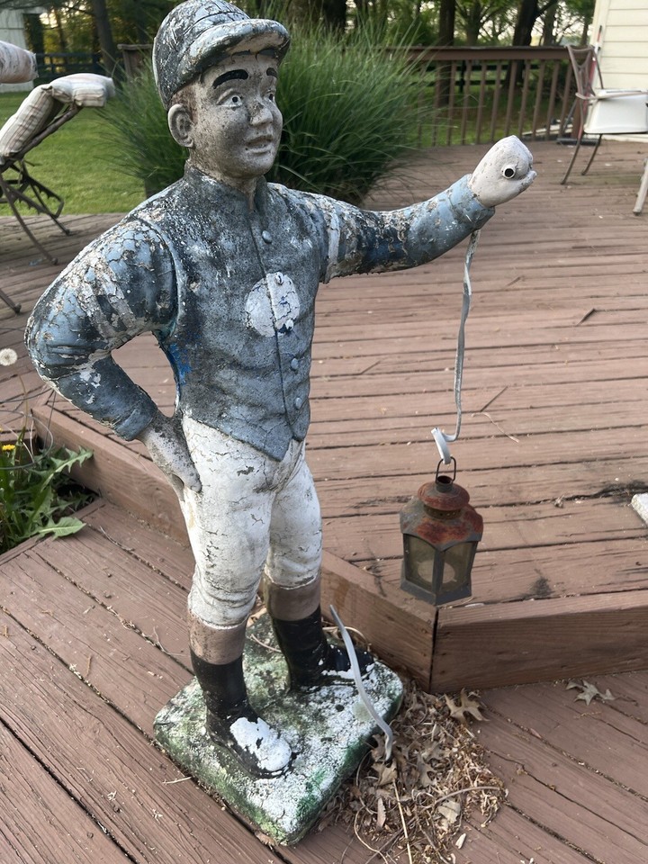 Two Vintage Lawn Jockeys, concrete, approx 44" Asis eBay