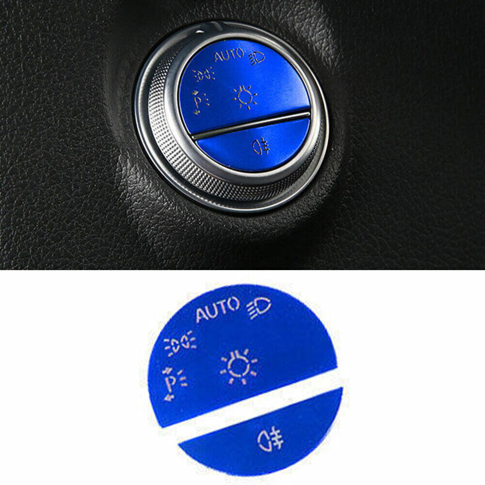 Fit For Benz C-Class 22-23 Blue Aluminum Car Headlight Control Button Cover Trim