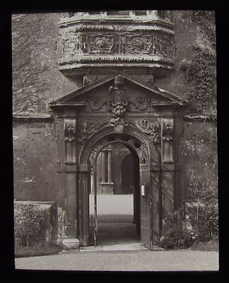Glas magische Laterne Dia GARTENTOR ST JOHNS COLLEGE OXFORD UM 1890 FOTO