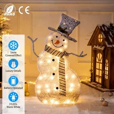 32in LED Christmas Snowman Decoration Light Collapsible Battery Operated Lighted