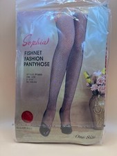 New Vintage Sophia Red Fishnet Pantyhose One Size 5  -5  10" 90 -165 lbs P1660