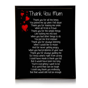 Danke Mama Gedicht 10x8 Bild Mit Optionalen Frame Geburtstag Muttertag Geschenk P25 Ebay