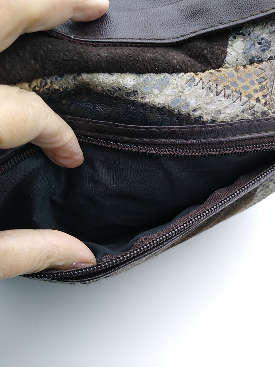 Vintage Brown Crazy Patchwork Buttery Leather Sue… - image 7