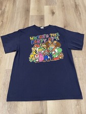 Vintage Nintendo Mario  Friends Graphic Blue T-Shirt Delta Pro Weight SIZE XL