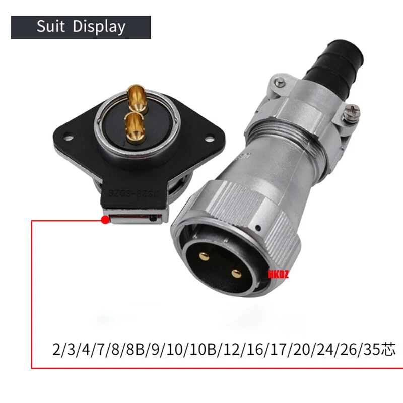 WY28 Waterproof Aviation ZG Sockets Cable Connector Adapter 2/3/4/7/8/9~26 Pins - Image 3 of 4