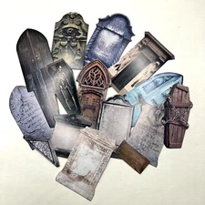 Gothic Tombstone Coffin Skeleton Heavy Cardstock Ephemera Scrapbooking Cards