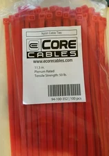 1,000 11.5in HighTemp Plenum Cable Wire Ty Wrap Fastener Zip Ty Tie Air Handling