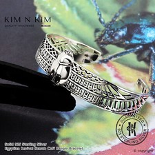 Egyptian Scarab Cuff Bangle Bracelet✔️Solid 925 Silver✔️Personalised✔️Quality