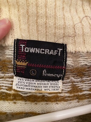 Vintage 60s/70s Penneys Towncraft Acrylic/Mohair Wool Cardigan Sweater Sz L