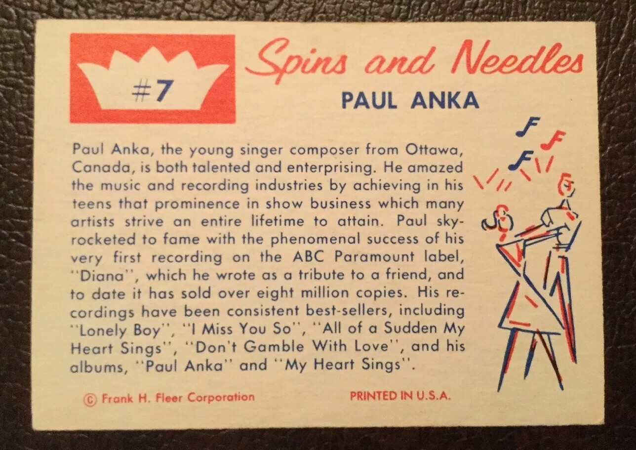 1960 Spins And Needles 7 Paul Anka High Grade eBay