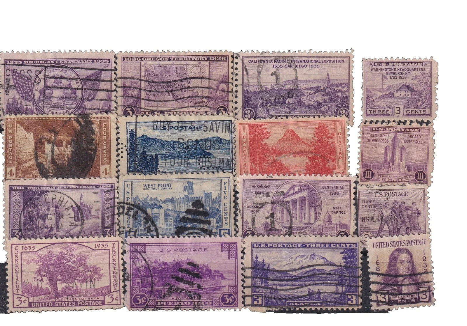 Handstamped VF (Very Fine) United States Stamps without Gum