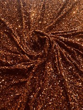 Copper Sequin on Stretch Velvet 4-Way stretch fabric by the yard 60" Wide