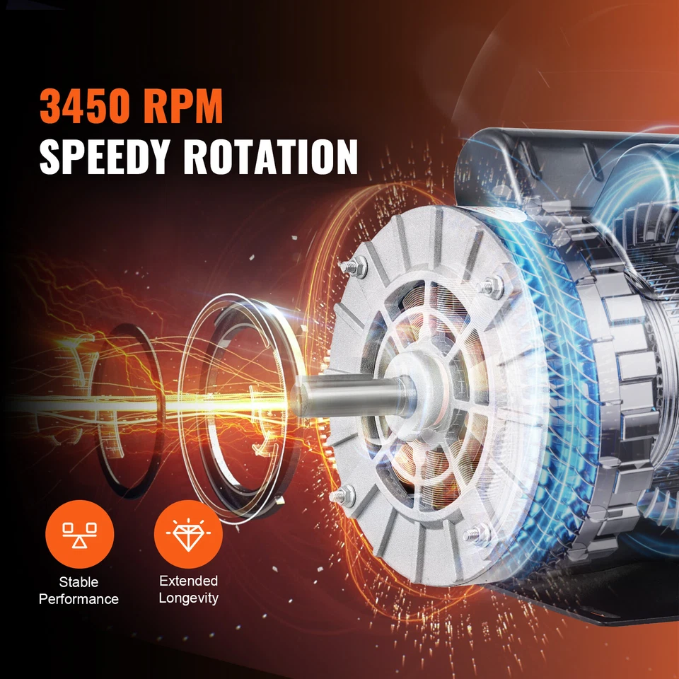 3.7HP Air Compressor Electric Motor 230V 17.2A 3450RPM 56 Frame CW/CCW Rotation - Image 3 of 4