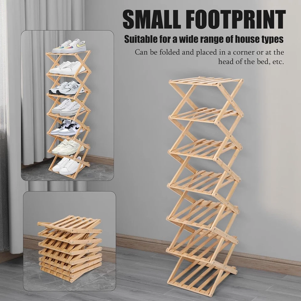 Vertikales Schuhregal Bambus Faltbare Schuhe Veranstalter Freistehende Regal - Bild 3 von 4