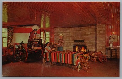 Knox IN Ced White's Lightning Dude Ranch Interior Western Decor c1960 Postcard