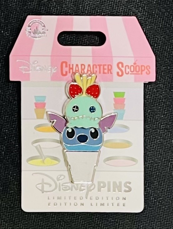 Disneyland Pins Character Scoops 2024 Stitch and Scrump LE 4000 Pin