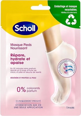 Scholl Pflegende Fußmaske mit Kokosnussöl für trockene Haut.