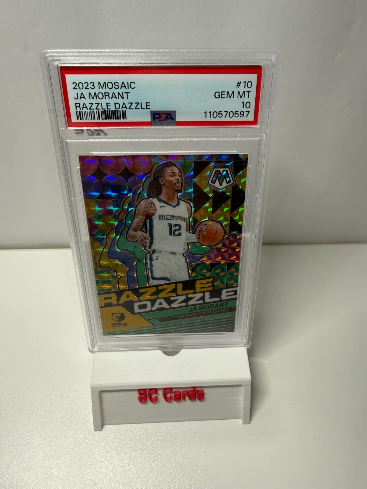 Ja Morant 2023-24 Panini Mosaic Razzle Dazzle #10 Grizzlies PSA 10 GEM MT