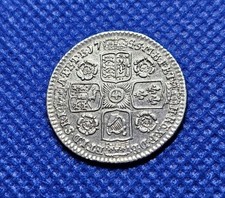 1745 Sixpence George II British Silver Coin Roses In Angles
