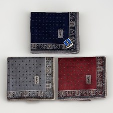 Vintage YLS Handkercheif Paisley x3 Classic 100 Cotton Square 18  NEW
