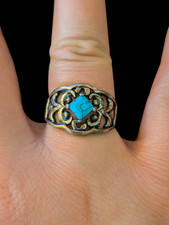 925 Oxidized Sterling Dyed Howlite Open Pattern Size 8 Ring