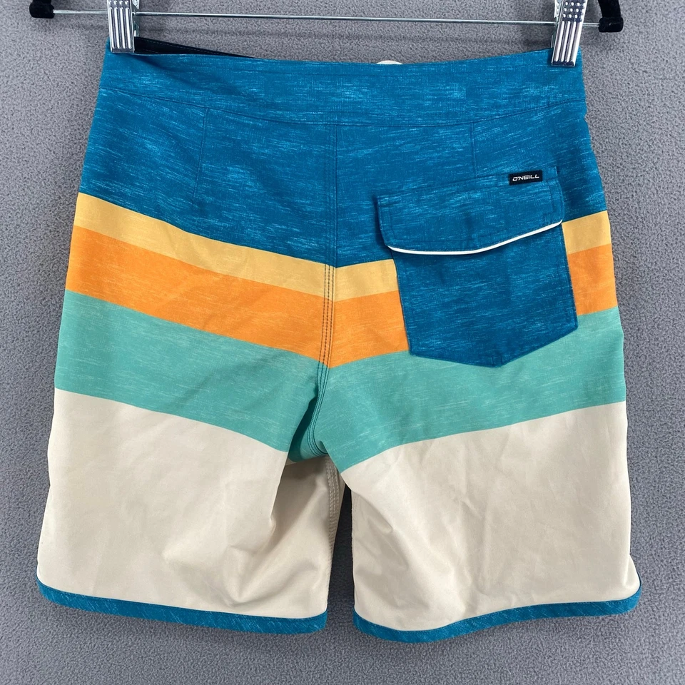 Oneill Boys Lennox Scallop Boardshorts 26 Blue Hyperdry Stretch Swim Beach - Image 2 of 4