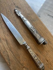 Vtg Elmo Inox Silver Gaucho Knife /w Silver Sheath Cattle Brazil Letter Opener
