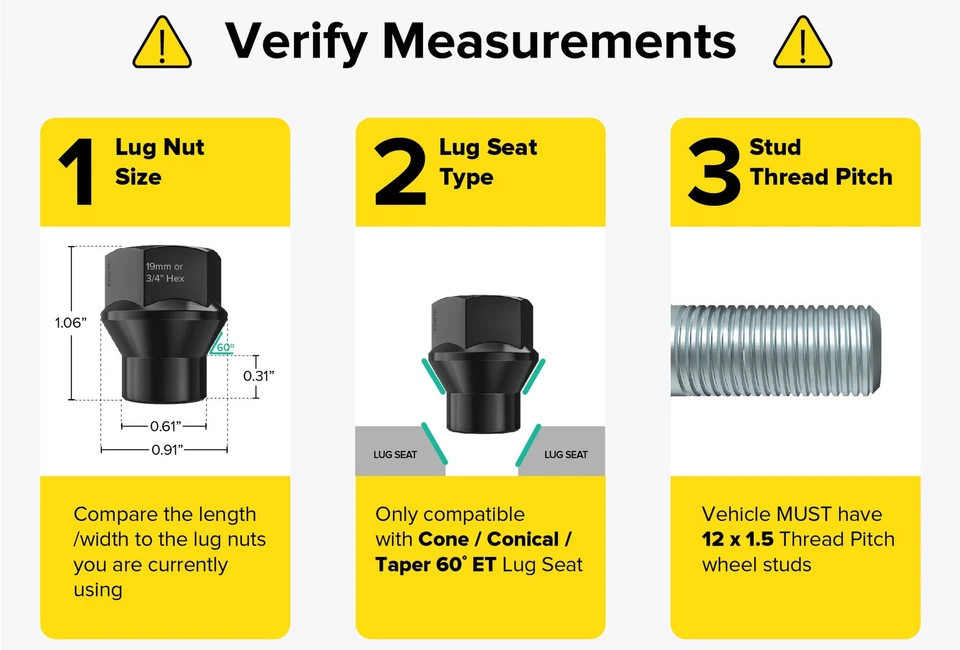 Asiento cónico cono abierto negro 24 tuercas 12x1,5 (rosca extendida) Foto 2 de 4