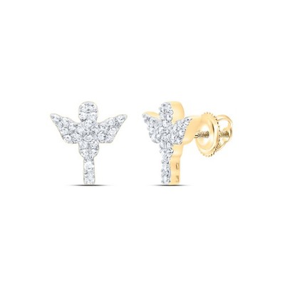 0,19 ctw natürliche Diamant Engel Ohrstecker 10kt Gelbgold