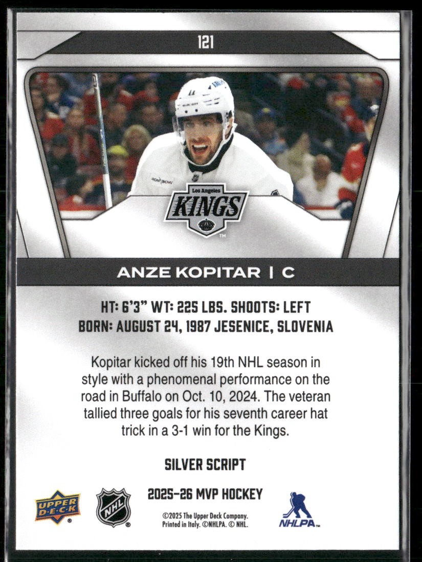 2025-26 Upper Deck MVP Hockey Anze Kopitar Silver Script #121 | eBay