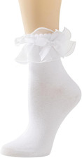 Lace Ruffle Frilly Ankle Socks for Women, Cute Cotton Socks with Lace Bow Ruffle