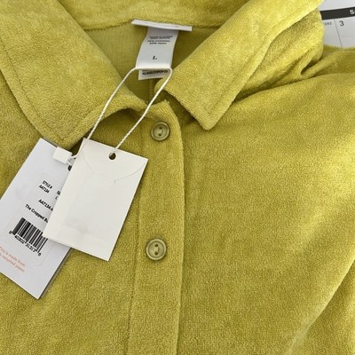 NWT $78 ANDIE terry cloth cotton cropped button up top L honeysuckle