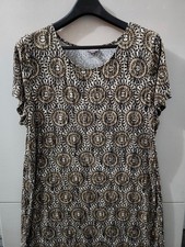 J Jill Dress Womens XL Brown Wearever Mandela Shift Geometric Boho Beach Stretch