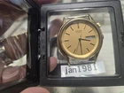 Rare SEIKO quartz alarm men's wristwatch vintage made in 1981 Japan gold dial re