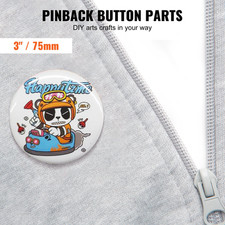 200 Sets 3 inch 75mm Pin Back Button Parts, Machine NOT Included