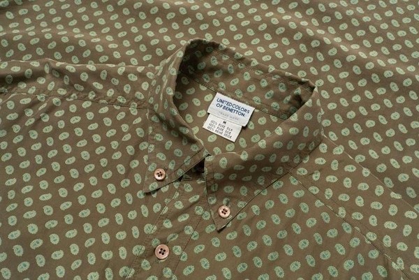 Men United Colors Of Benetton Shirt Khaki Silk 38