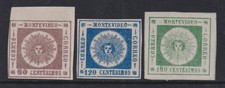 Uruguay 1860 YV 13+16-17 signed Brun MNG VF / CAT VALUE $460