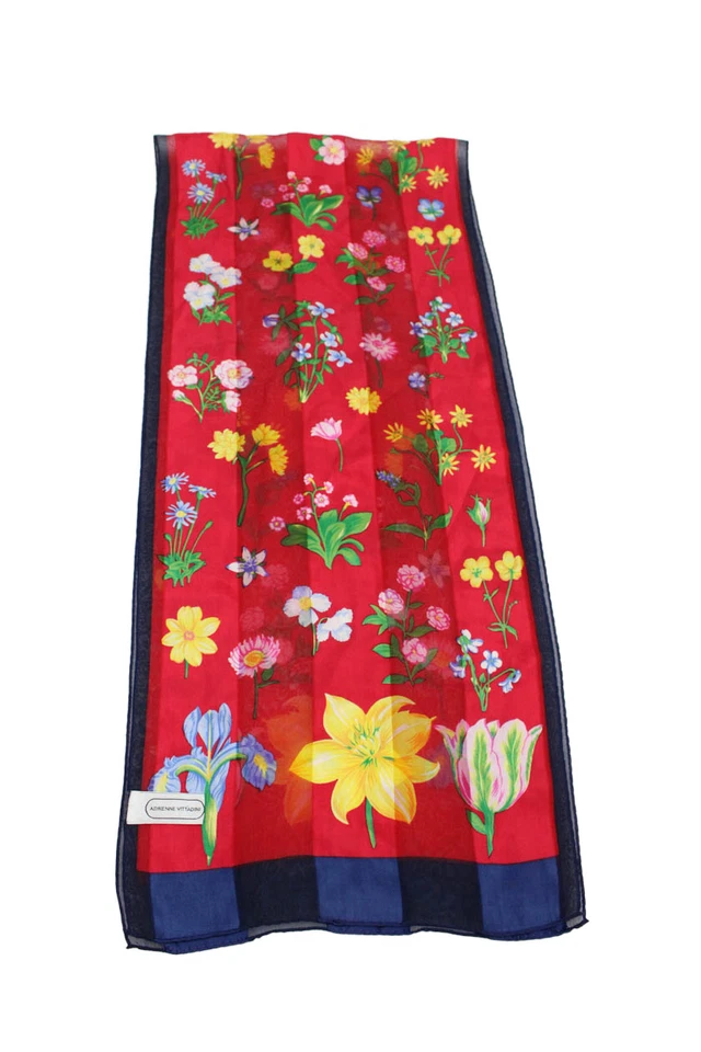 Adrienne Vittadini Womens Silk Floral Print Scarf Red Size 52" X 11" - Image 3 of 4
