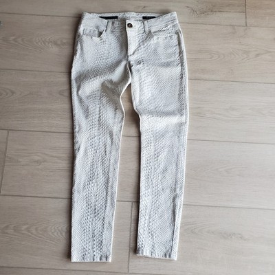 cache size 2 white snake skin textured skinny pants y2k