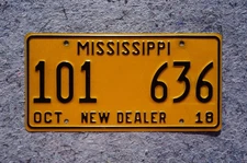 2018 Mississippi NEW DEALER License Plate