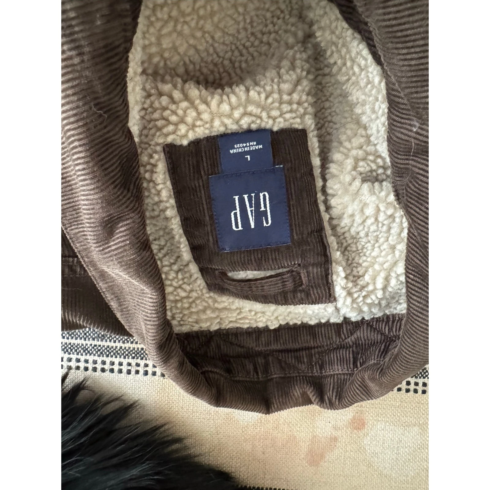 VTG Y2K Gap Brown Corduroy Fleece Lined Jacket sz L - product detail image 3