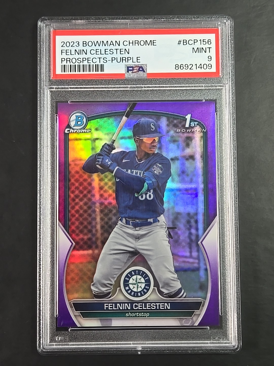 Felnin Celesten 2023 Bowman Chrome #BCP-156 1st Purple Refractor 050/250 PSA 9