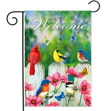 Welcome Friends Bird Garden Flag 12.5 x 18 Inch Double Sided Home Decor, Smal...