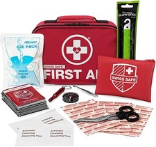 Swiss Safe 2-in-1 First Aid Kit (120 Piece) + Bonus 32-Piece Mini First Aid Kit:
