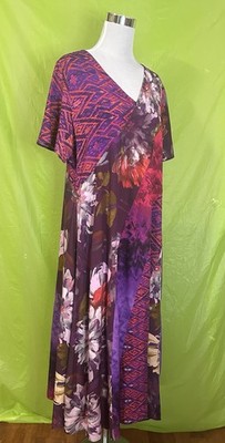 Soft Surroundings Size Petite PL Large Rosario Short Sleeve V-Neck Maxi Dress