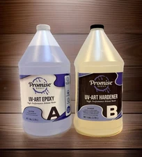Promise Epoxy 2 Gallon Kit Of Clear Table Top Epoxy Resin That Self Levels. New.
